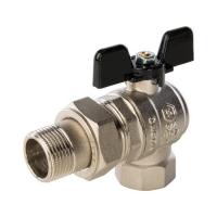 Кран шаровый угловой STOUT 3/4" ВР-НР с американкой бабочка