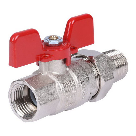 Кран шаровый прямой STOUT 1/2" ВР-НР EPDM с американкой бабочка