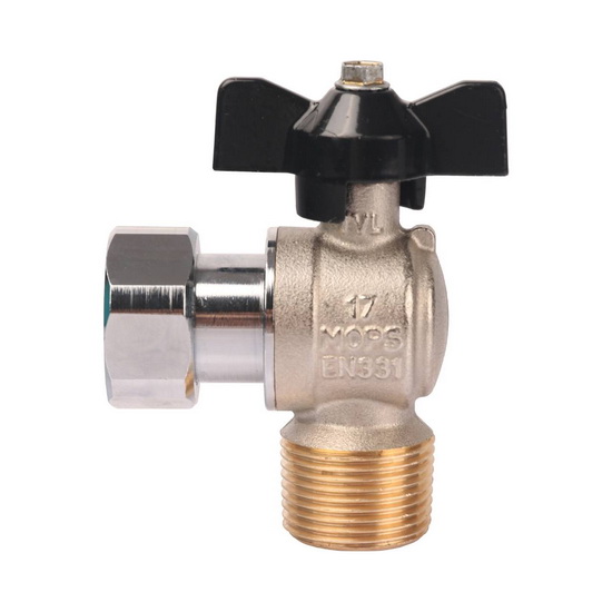 Кран шаровый угловой STOUT 3/4"-3/4" НР-НГ с накидной гайкой бабочка