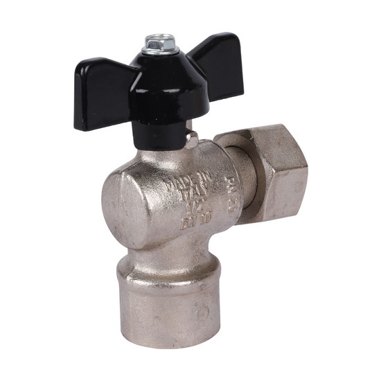 Кран шаровый угловой STOUT 1/2"-1/2" ВР-НГ с накидной гайкой бабочка